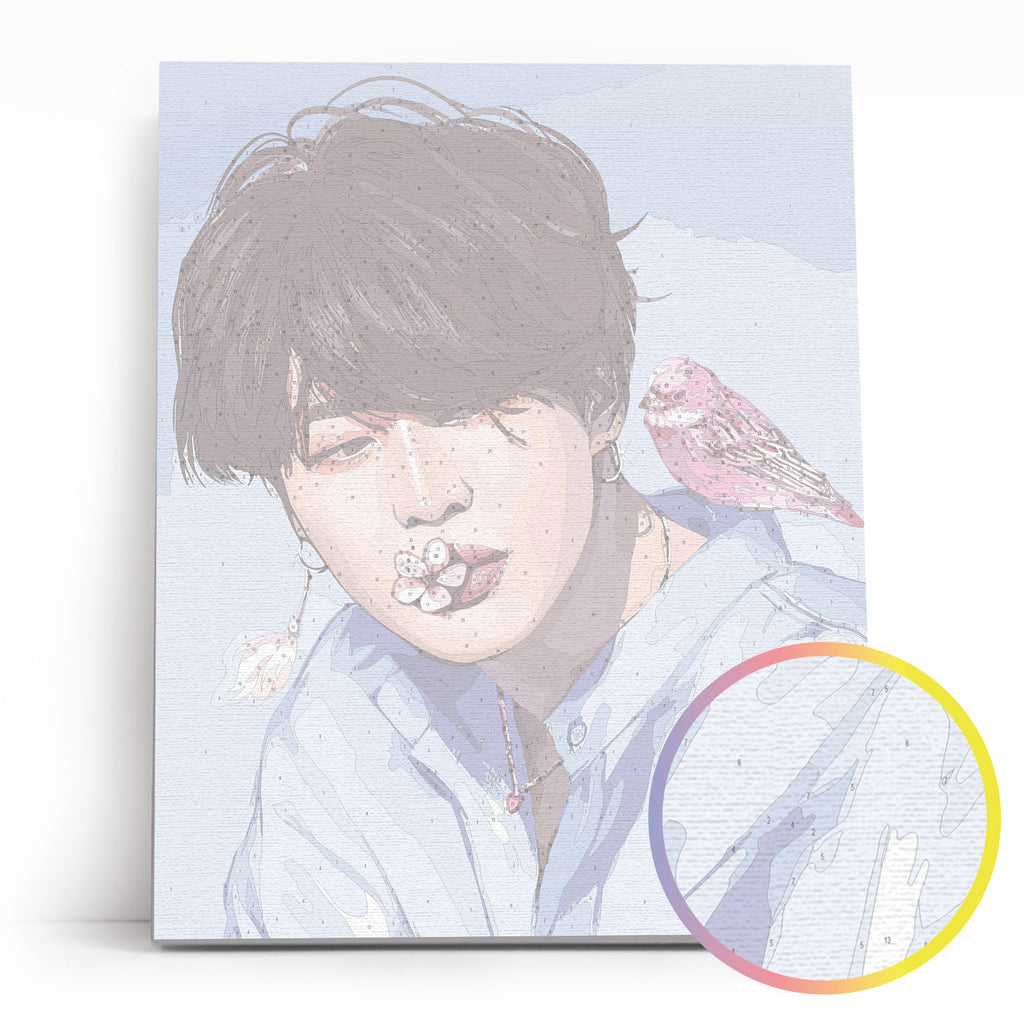 Jimin with a bird