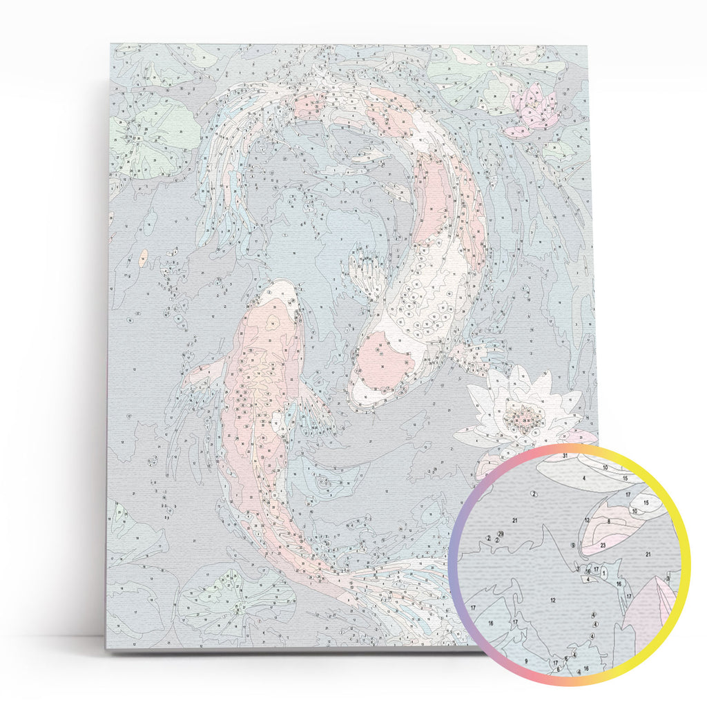 Koi Carp Among Lotuses