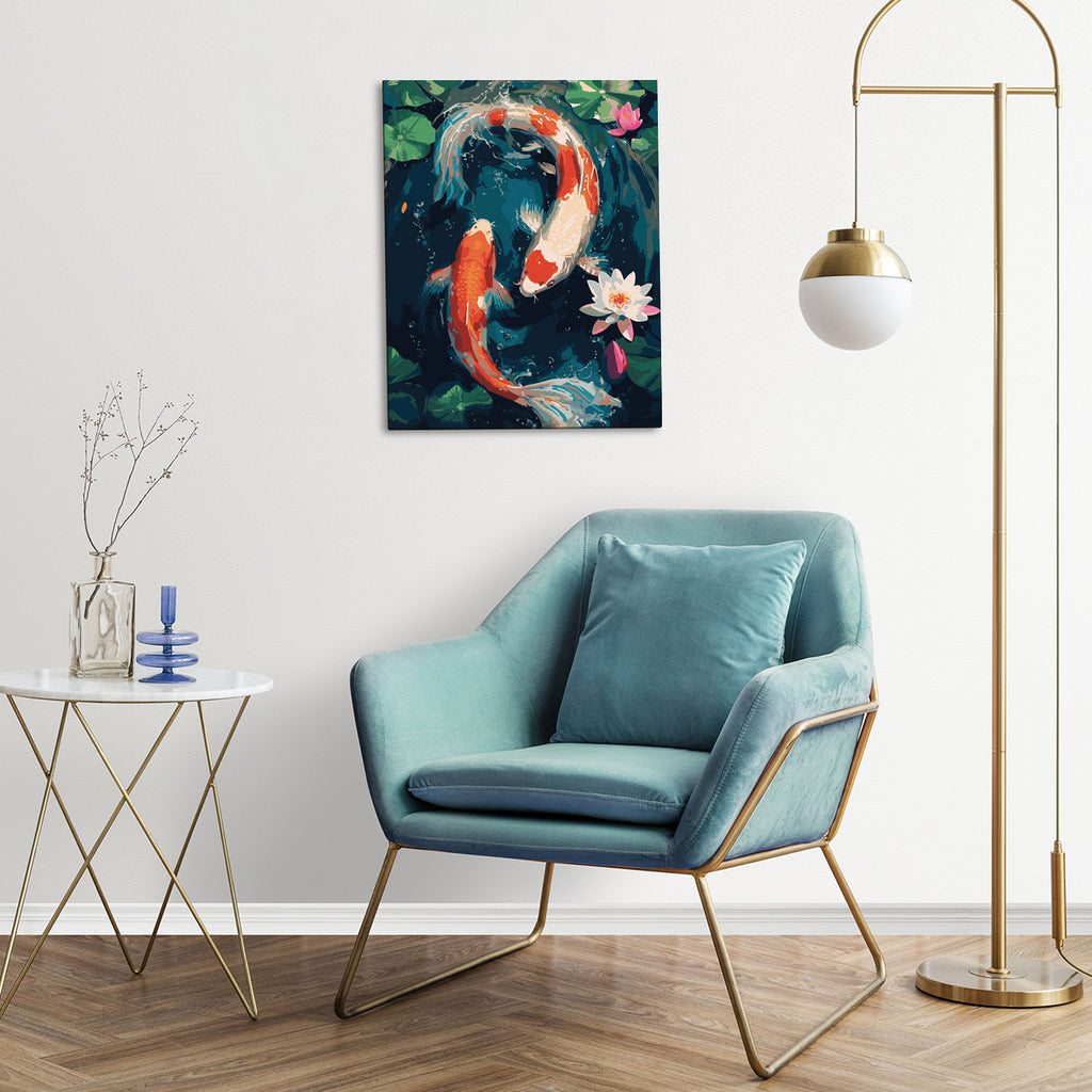 Koi Carp Among Lotuses