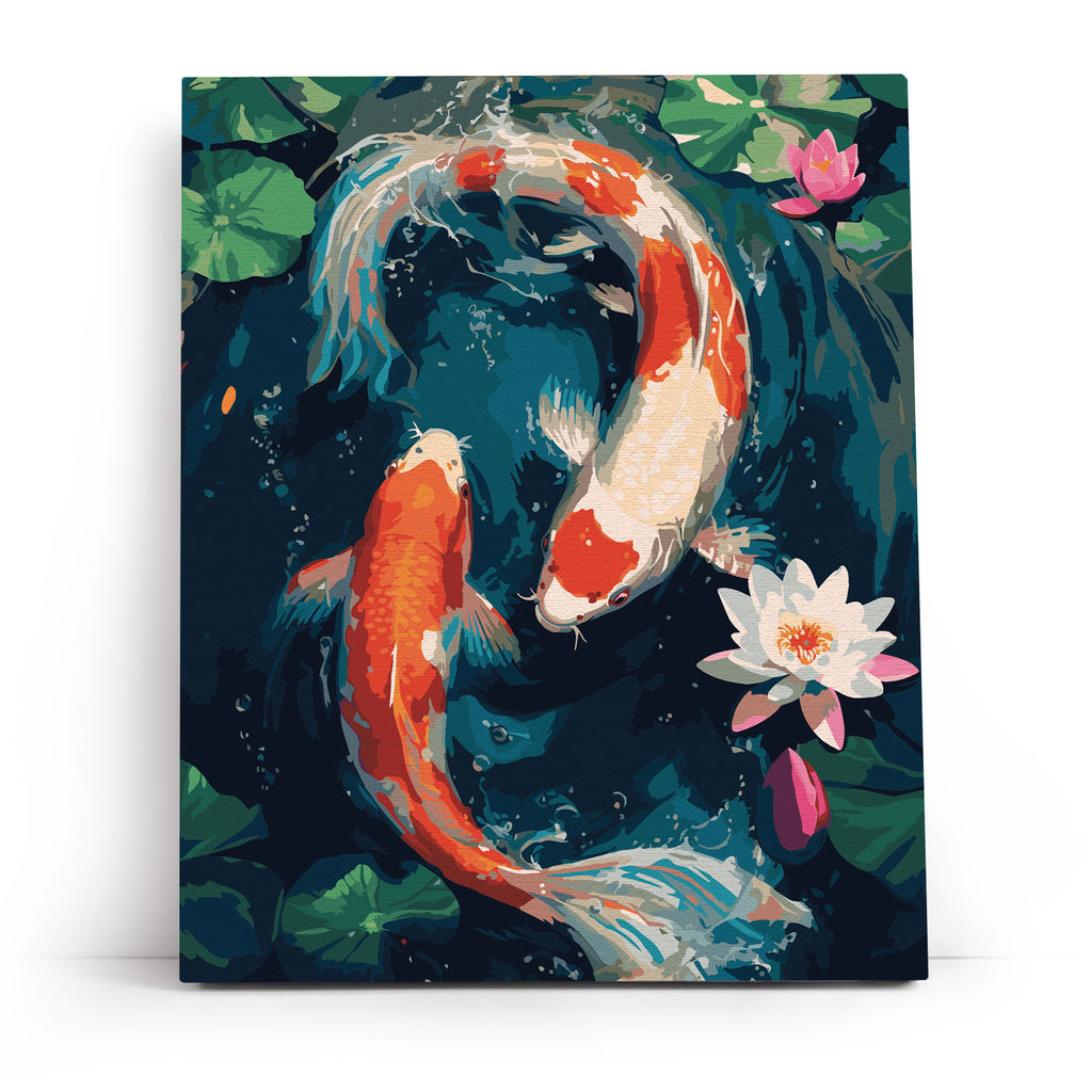 Koi Carp Among Lotuses