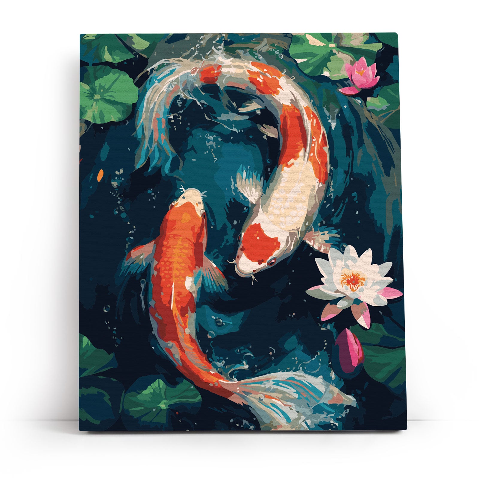 Koi Carp Among Lotuses